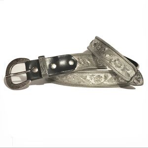 Another Line Brand Silver Metal on Leather Belt